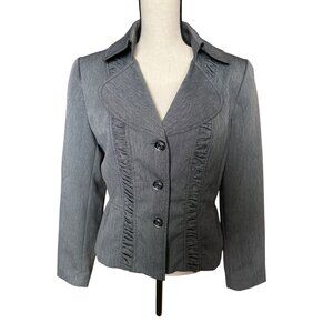 Giorgio Sant’Angelo Gray 3 Button-Up Jacket Ruffle Detail Vintage Chic Size 14